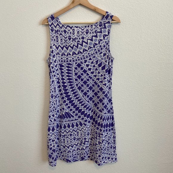 Title Nine Womens Purple White Sleeveless Stretch Cowl Breeze Dress Medium - Picture 2 of 7